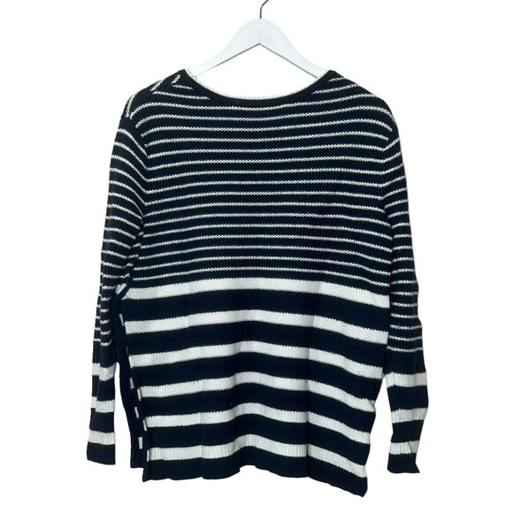 Athleta Kennewick Breton Oversized Stripe Sweater Navy Blue/White Women's Medium - Picture 3 of 13